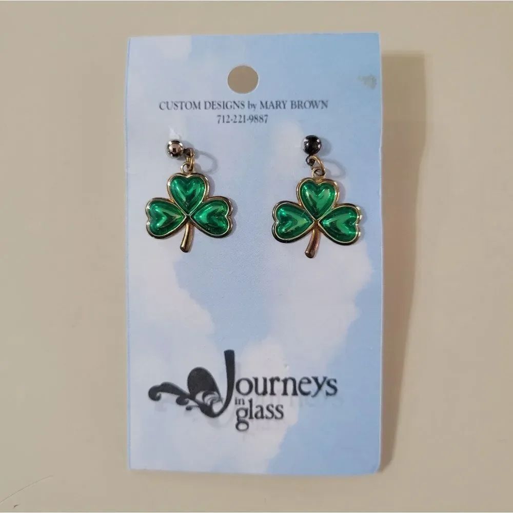 Green Shamrock Post Earrings